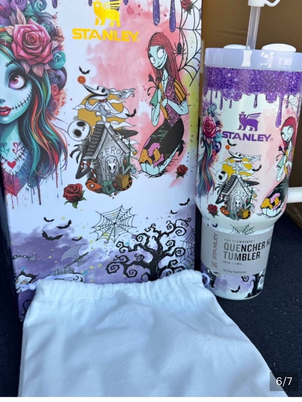 Stanley 40oz gift Set Purple & White Nightmare Before Christmas glow dark cup